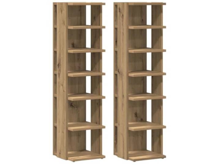 POUFGDR Schuhschränke, 2 Stück, Eiche handgefertigt, Holz 6 Einlegeböden, Wandbefestigung inklusive, glatte Oberfläche, feucht abwischbar