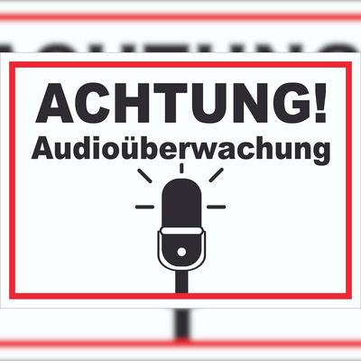 HB-Druck Achtung Audioüberwachung Schild A6 (105x148mm)