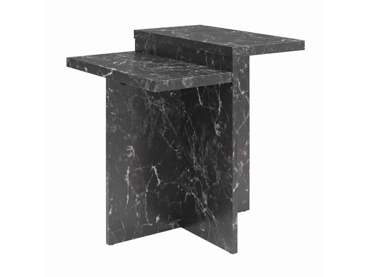 Mid.you Beistelltisch Brielle, Schwarz, Marmoroptik, rechteckig, 56x61x56 cm, einfacher Aufbau, Wohnzimmer, Wohnzimmertische, Beistelltische