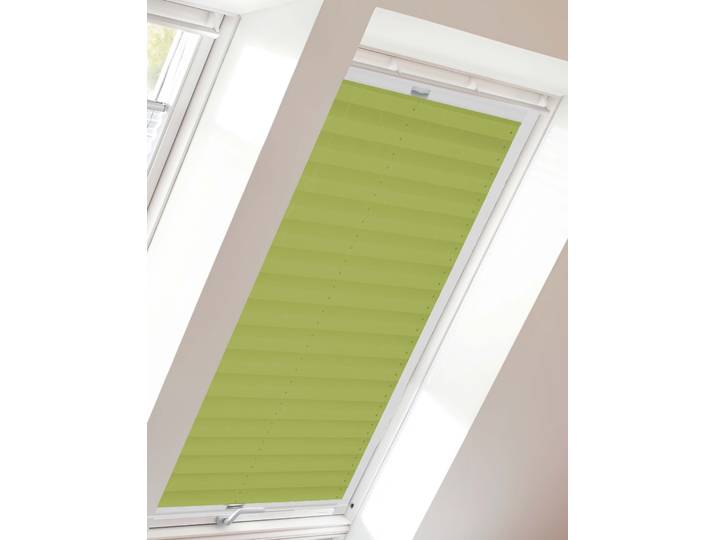Dachfensterplissee SUNLINES StartUp Style Crush , grün (limette, weiß), B:38,3cm H:99,5cm, Obermaterial: 100% Polyester, Plissees, Dachfensterplissee, mit Führungsschienen