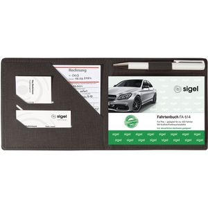 Sigel Fahrzeugmappe EF615, Leinenstruktur, A6 quer, aus Kunststoff, mit Stifthalter, anthrazit