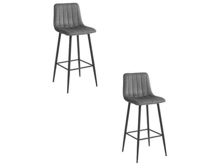 MADAME MEUBLE Lot de 2 Tabourets de Bar POZZA Design Ergonomique Velours Gris Foncé