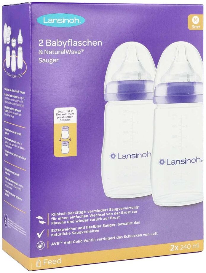Lansinoh Naturalwave Babyflaschen 240ml & Sauger M