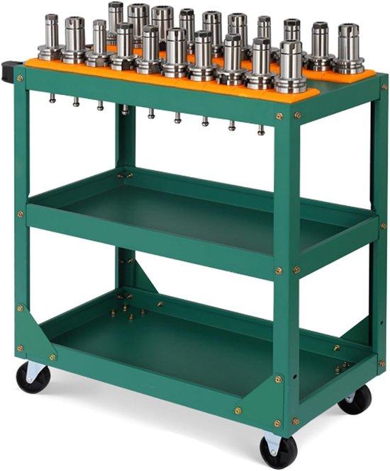 Famanu Werkstattwagen mit Rädern - Industrielle Servicekar - 2-lagiges Design - Grün