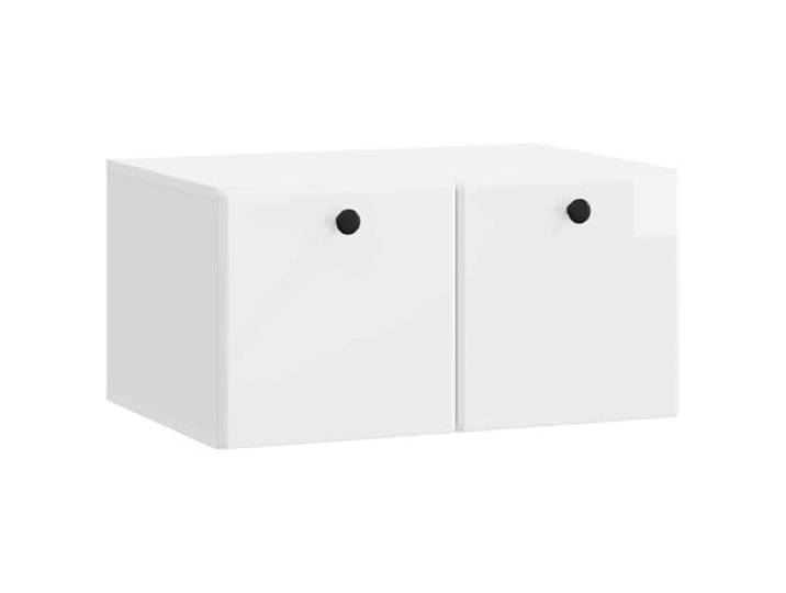 hliofuir Wandmontierter TV-Schrank Hochglanz Weiß 59,5x41x30 cm Kompaktes Lowboard für Wohnzimmer und Schlafzimmer mit klappbaren Türen für ordentliche Medienaufbewahrung.