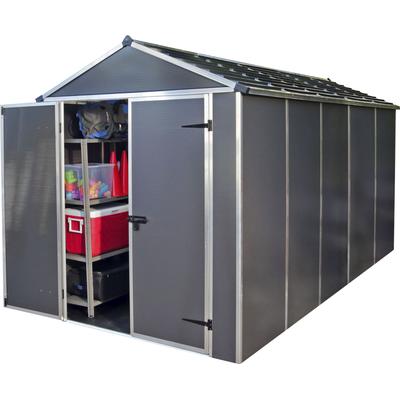 Gerätehaus PALRAM - CANOPIA "Rubicon Gerätehaus 6x12", grau (dunkelgrau), Aluminium, Polycarbonat (PC), Gerätehäuser