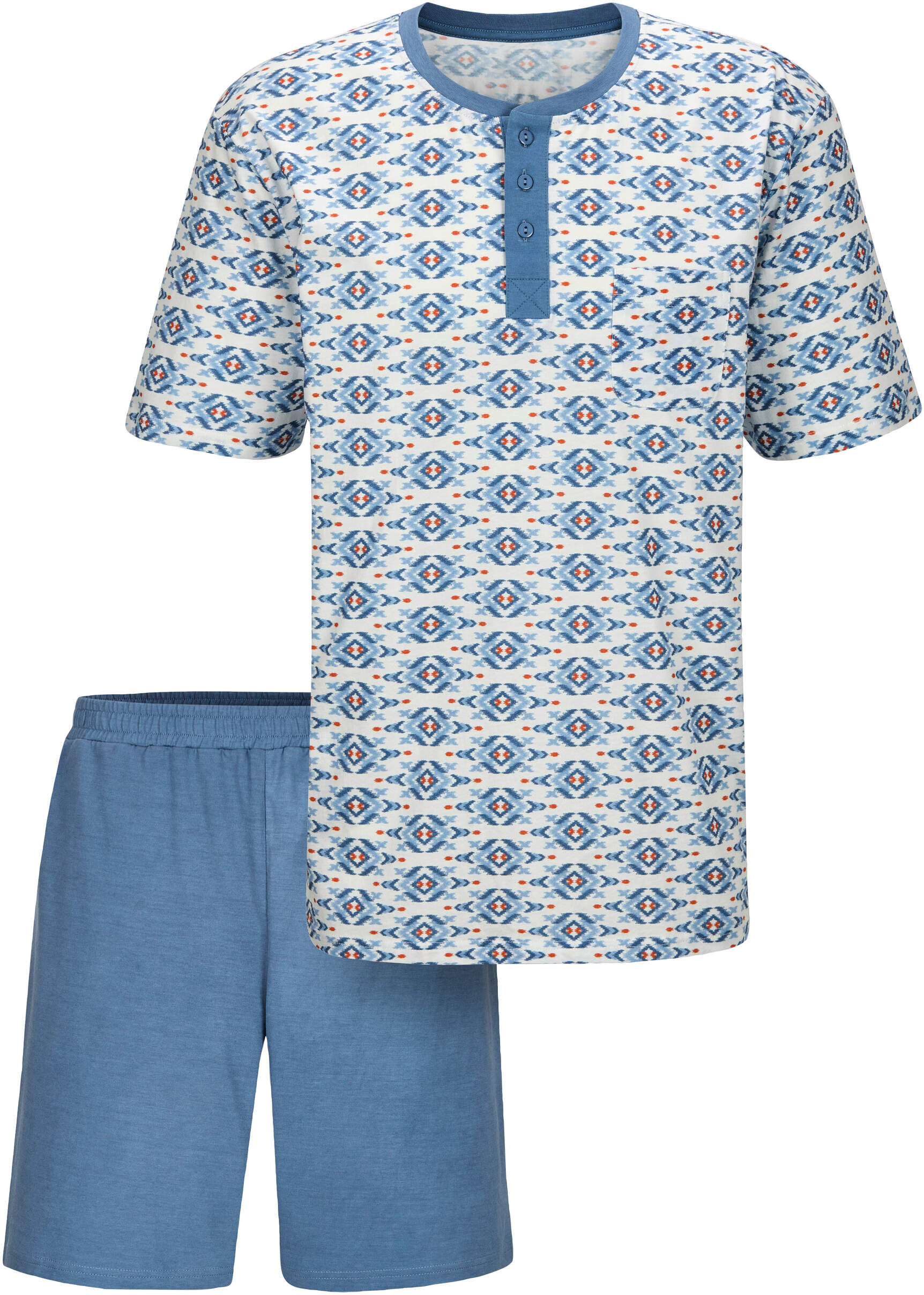 Shorty WITT "Shorty Shorty", Herren, Gr. 44, blau (mittelblau, champagner), Rundhals, Homewear-Sets Shorty