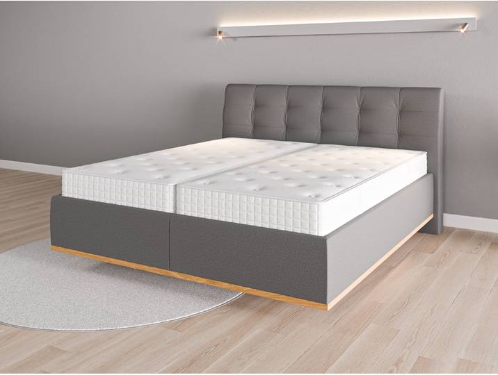 Lattenrost-Bett 180x200 Nr. 1 - Grau (Schiefergrau) - Softwolle