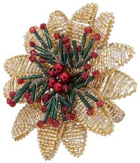 Saro Lifestyle Botanical Charm Beaded Flower Napkin Ring (Set of 4)