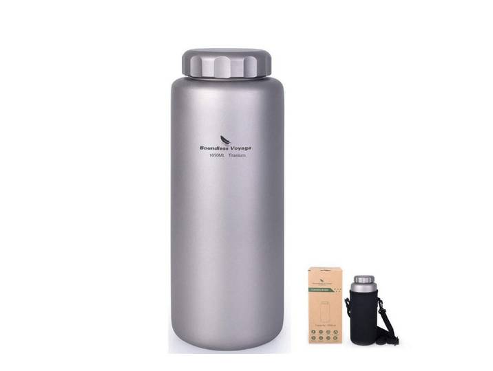 LuxusKollektion Becher Titan Flasche 1050ml Weithals Campingbecher Set, Metall