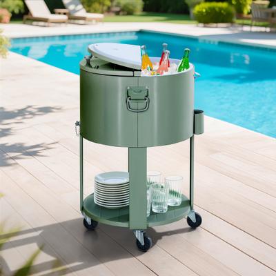 Sunjoy 60QT Rooling Ice Chest Cooler Cart White/Red/Green/Navy Blue
