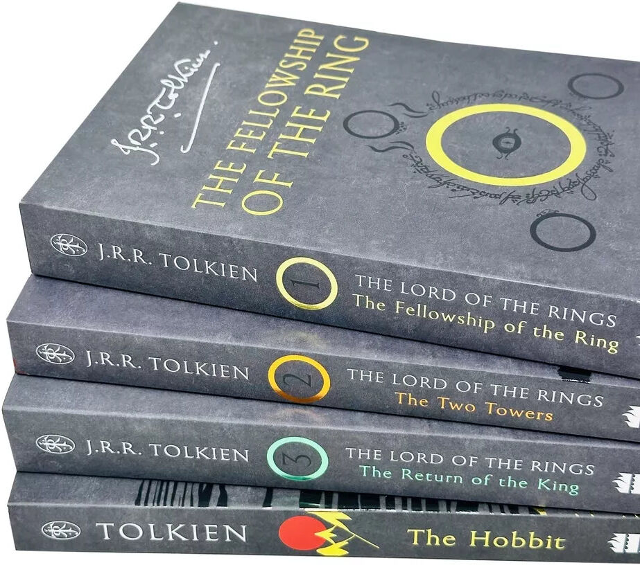 HarperCollins The Hobbit and The Lord of the Rings 4 Book Paperback Boxed Set by J.R.R. Tolkien - Complete Middle-earth Saga - Fantasy Fiction