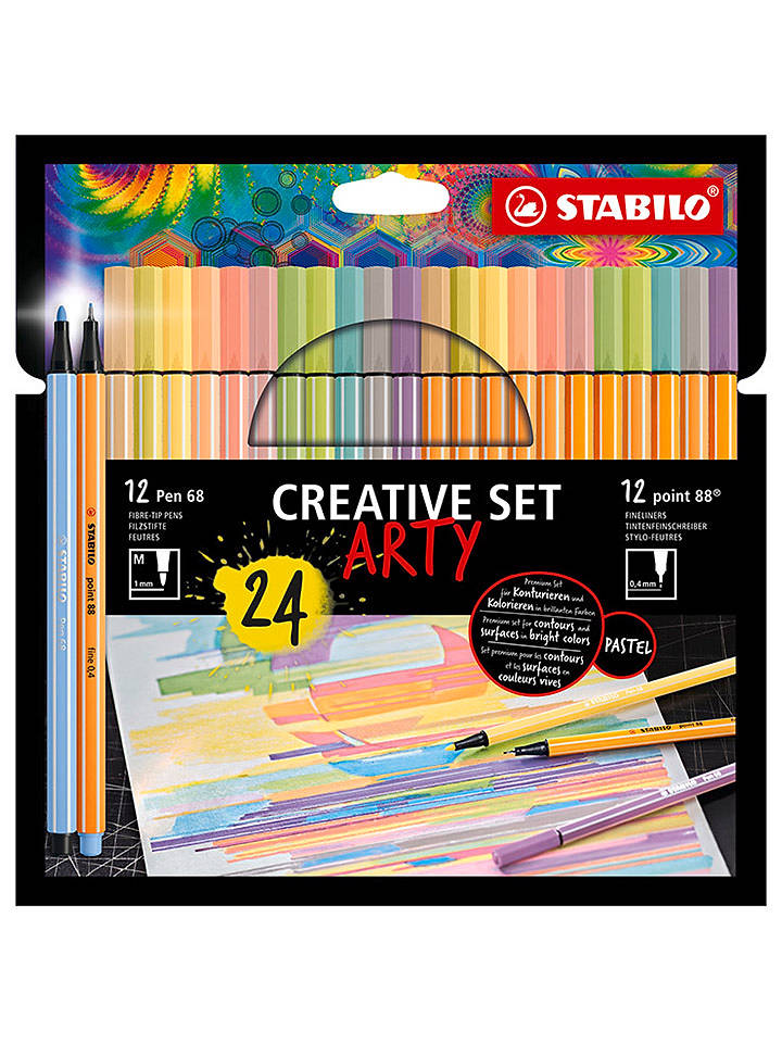 Fineliner & Premium-Filzstifte "STABILO point 88 & Pen 68 - ARTY" - 24 Stück - onesize