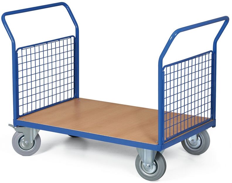B2B Partner Plattformwagen - 2 Handgriffe, Gitterwänden, 1000 x 700 mm, 300 kg