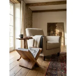 Zeitungsständer MUMBAI Massivholz X-Form Landhausstil, Akazie 29x28x31 cm