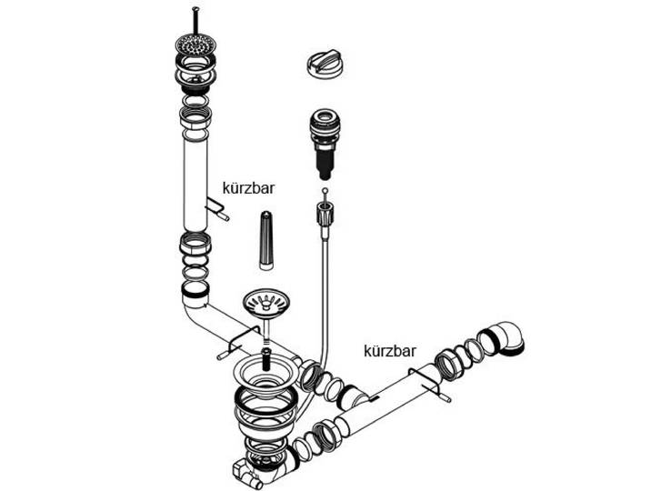 Ablaufgarnitur mit Siebkorb 3,5 Zoll mit Excenterbedienung für Systemceram Spülen CENTRA, DELTA, SIGMA, SINUS, VEGA, ALPHA Ergo u. ZETA