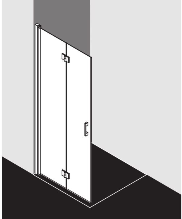 Kermi Liga Pendel-Falttür LI2YL12020VAK 120x200cm, silber hochglanz, ESG klar, links