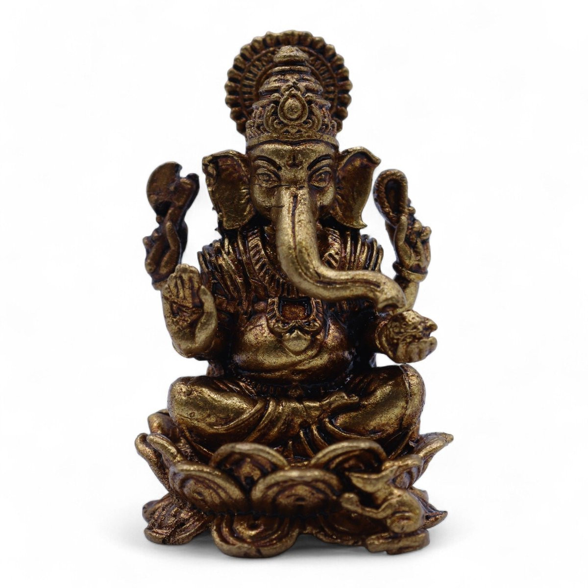 Ancient Wisdom Decoratief beeldje Ganesha messing miniatuur 49 mm