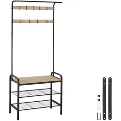 tectake Garderobe 73,5x36x184cm Industrial Holz Hell, Eiche Sonoma