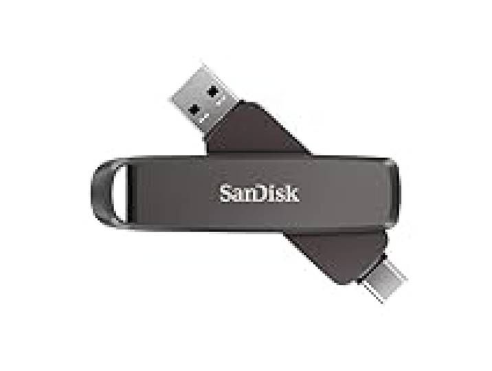 SANDISK Extreme Pro Dual Drive 1 to (Clé USB Type-A et Type-C, Haute capacité, Vitesse de Lecture jusqu'à 1000 Mo/s, Chiffrement de Donneés, la Sauvegarde Automatique, Un boîtier métallique) Noir