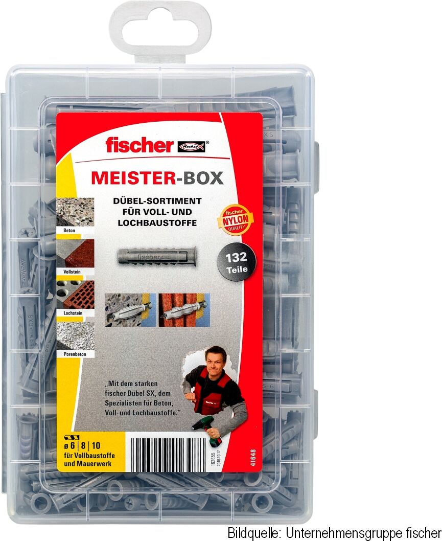 fischerwerke fischer Meisterbox SX Dübel, SX6, SX8, SX10, 132 Stück im Set