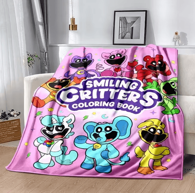 Inspire Curations Smiling Critters Cartoon Soft Flannel Throw Blanket p1 200x150cm 80x60in S