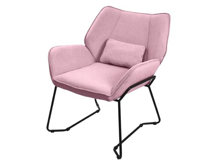 ML-Design Sessel Wohnzimmer, Moderner Relaxsessel mit Lendenkissen, Rosa