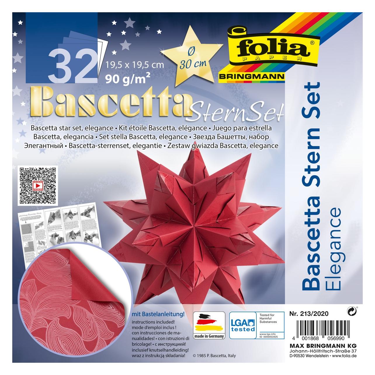 Magni Bascetta-Stern Set 19,5x19,5cm rot, 32 Blatt (90 g/m², 32x) (213/2020)