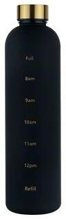 Inspired Finds 1L Water Bottle With Time Marker Leakproof Frosted Sports Bottle For Gym Fitness Outdoor And Travel 33.81 Fl Oz black