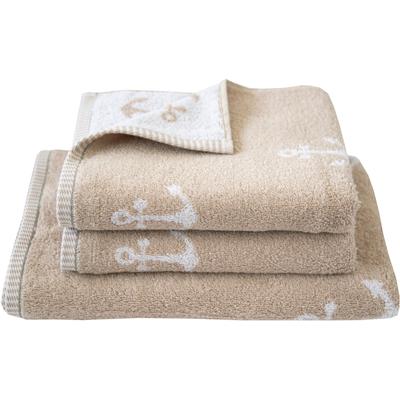 Handtuch DYCKHOFF "Maritim, Nautic", beige (greige), B:50cm L:100cm, Frottier, Obermaterial: 100% Baumwolle, Handtücher