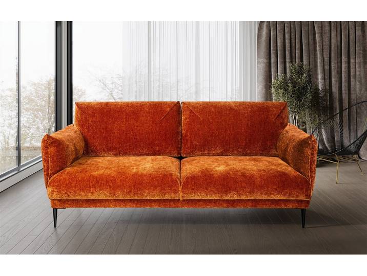 Fun Möbel 2-Sitzer Sofa Designersofa MADISON 2-Sitzer Stoff, Rücken echt bezogen