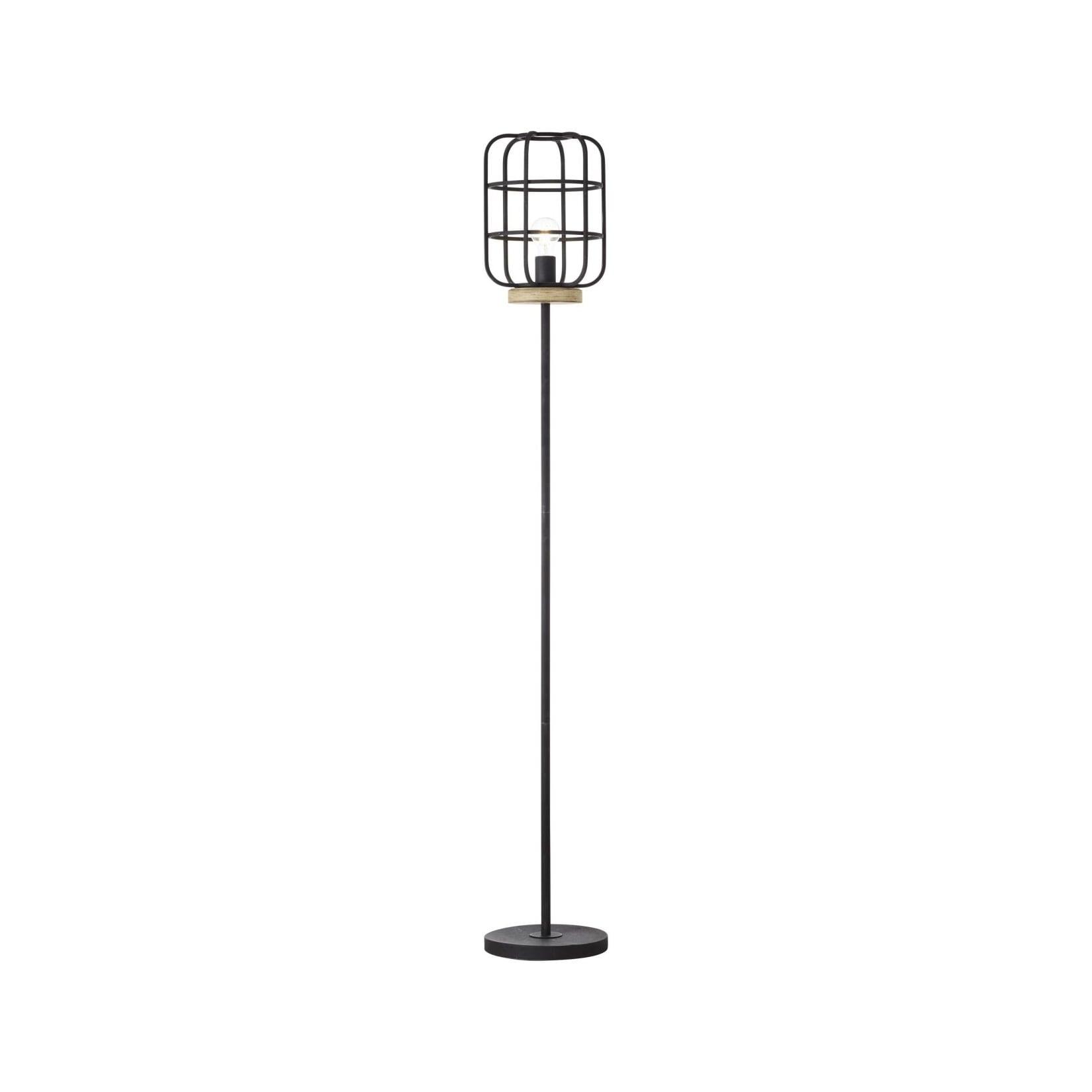 BRILLIANT Lampe, Gwen Standleuchte 1flg antik holz/schwarz korund, Metall/Holz, 1x A60, E27, 52W,Normallampen (nicht enthalten)
