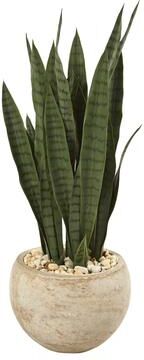 Nearly Natural "32"" Sansevieria Artificial Plant in Sand Colored Planter"