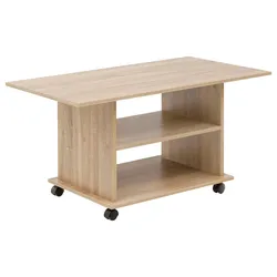 Couchtisch mit Rollen Eichefarben