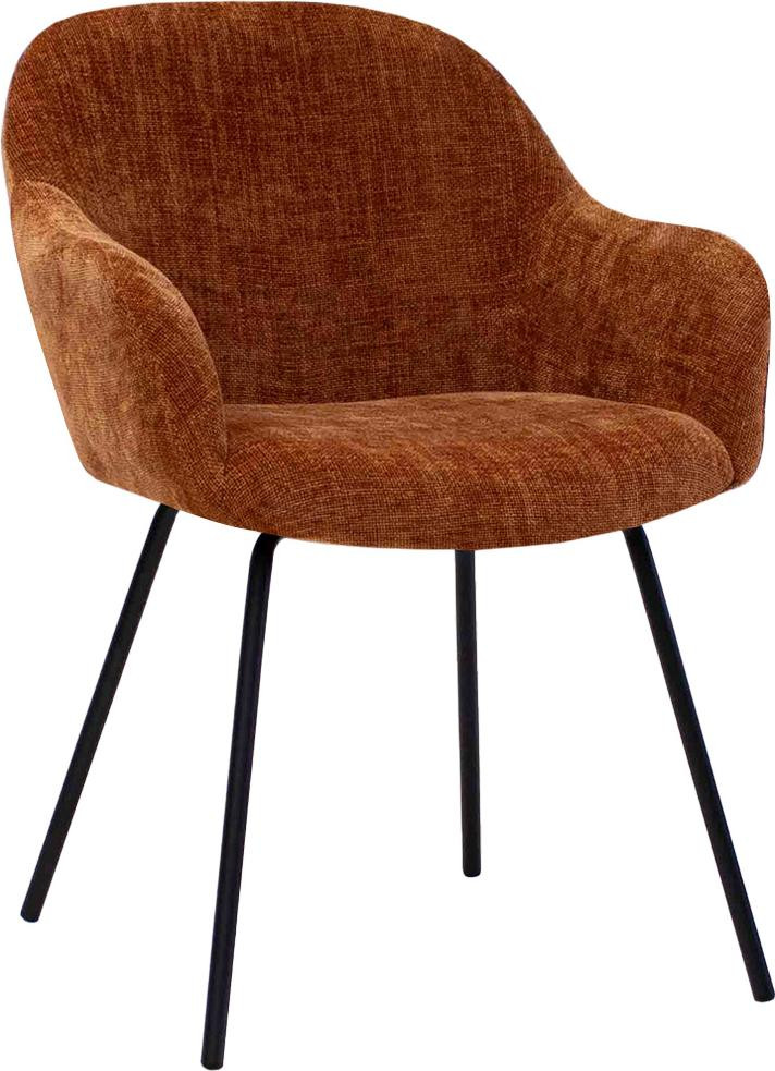 Kick Collection eetkamerstoel Arda met armleuningen - Terracotta - Gestructureerde stof