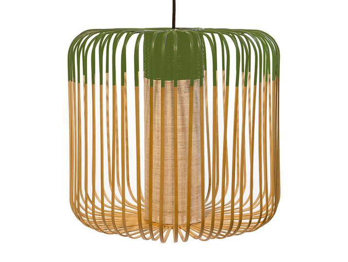 Suspension Bamboo M Green - Forestier Bamboo Light M - Salon / séjour - Design - Bambou - À ampoule unique