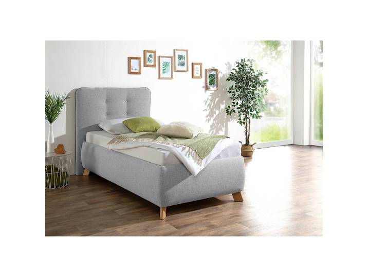 Polsterbett Trotwood 100 x 200cm Strukturstoff Grau/Hellgrau