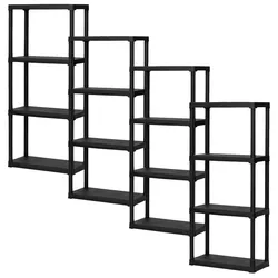 ArtPlast - Set aus 4 modularen Regalen mit 4 Ebenen aus Polypropylen 60x30x133 cm in Farbe Schwarz - Tempo-Kollektion