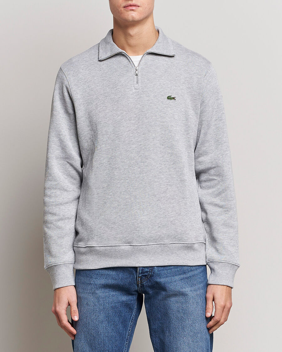 Lacoste Rib Interlock Half Zip Silver Chine men M Grå