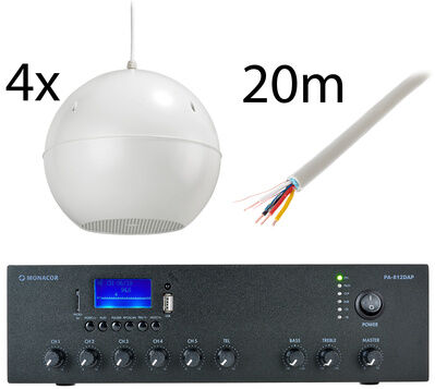 Monacor 4x EDL-420/WS PA-812DAP Bundle Blanc