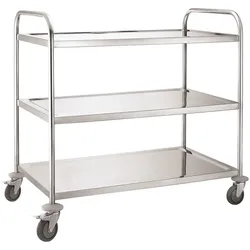 METRO PROFESSIONAL Servierwagen GST1003, Edelstahl, 85 x 52.6 x 94 cm, 3 Regalböden, Fachlast 50 kg