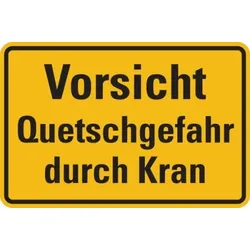 Hinweisschild, Quetschgefahr durch Kran, 200x300mm, Alu geprägt - 300x200x0.45 mm Aluminium geprägt