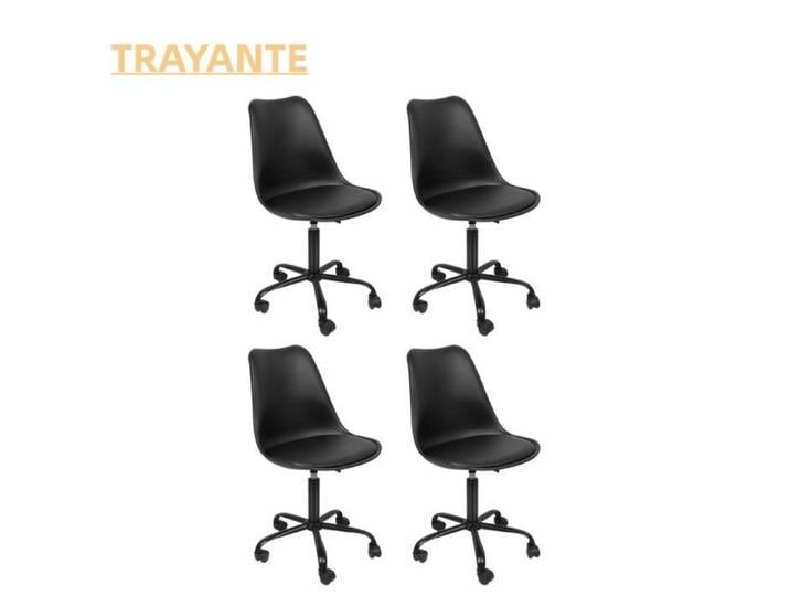 TRAYANTE CHAISE DE BUREAU Set of 4 chaise de bureau à roulettes PP Tulip noir