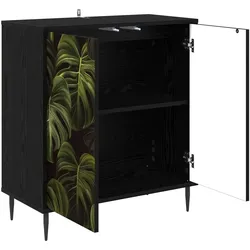 vidaXL, Kommode + Sideboard, Sideboard ELBURG Schwarz Eichen-Optik 69 x 33 x 76 cm (69 x 33 x 76 cm)