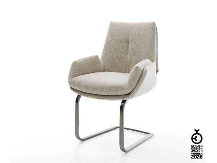 Freischwinger Clea-Flex Webstoff Soft Beige Freischwinger flach Graphit, Esszimmerstühle