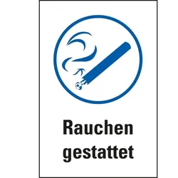 Aufkleber I Gebots-Kombischild Rauchen gestattet, praxisbewährt, Folie, selbstklebend, 100x150mm