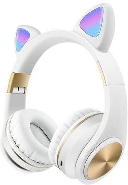 United Cat Ears Bluetooth Wireless Headphones With LED Lights Gaming & Music white
