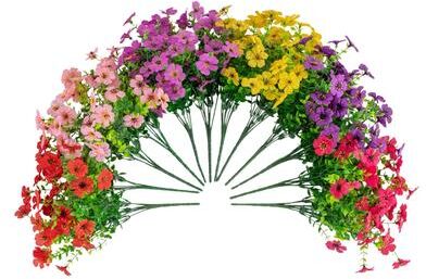 Nearly Natural 13-in UV Resistant Artificial Daisy Bush (Indoor/Outdoor) - Set of 12