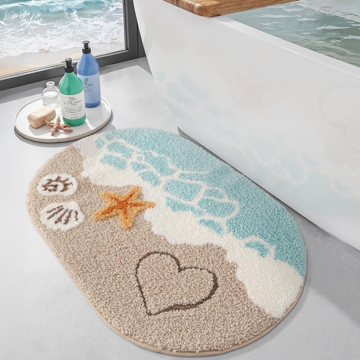 Ovale antislip badmat 54 x 86 cm - Zachte, machinewasbare en absorberende badmat voor douche en badkamer