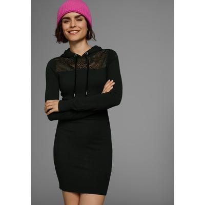 Strickkleid MELROSE, Damen, Gr. 34, N-Gr, schwarz, Feinstrick, Obermaterial: 50% Viskose, 28% Polyester, 22% Polyamid. Spitze: 90% Polyamid, 10% Elasthan, unifarben, sehr figurbetont mini, Rundhals, Rippstrickbündchen, Kleider Strickkleid,...